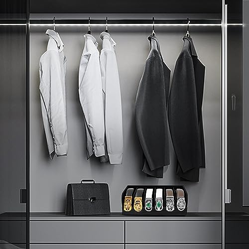GTI Belt Organizer, 6 Compartments Belt Organizer for Closet and Drawer, Bamboo Display Case for Tie and Belt, Belt Storage Organizer for Men Women (Black) - color: Black, size: 6 Compartments