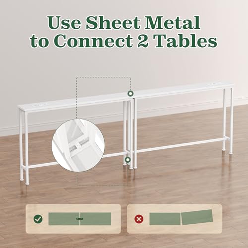 SUPERJARE 5.7 Inch Narrow Console Table with Outlet, Sofa Tables, Total Length 78.8'', Behind Couch Table, Long Entryway Tables with Charging Station, for Living Room, White - color: White, size: 5.7''D x 78.7''W x 29.7''H
