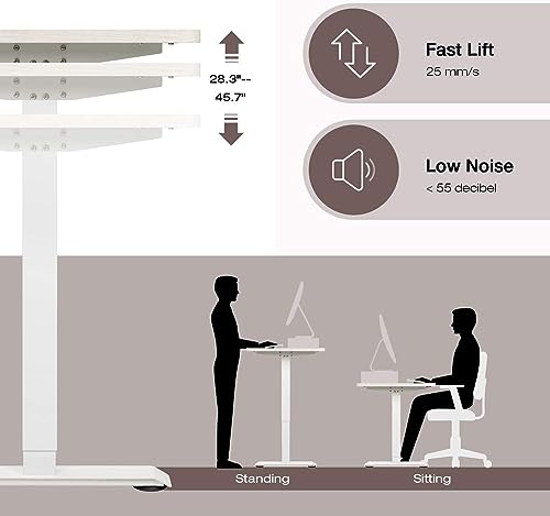 Homall Height Adjustable Electric Standing Desk, 55 x 28 Inches Stand Up Desk, Sit Stand Home Office Desk Computer Workstation with T-Shaped Metal Bracket (White) - color: White, size: 56 Inch