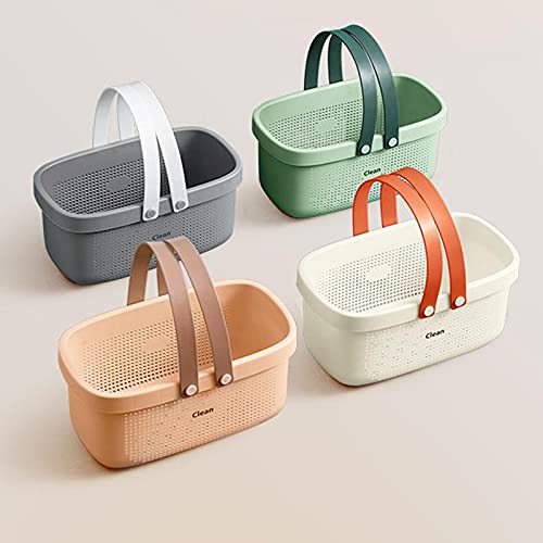 JiatuA Plastic Storage Basket with Handle Portable Shower Caddy Tote Organizer Basket Bin for Bathroom Kitchen Dorm Room Bedroom, Green - color: Green, size: Large