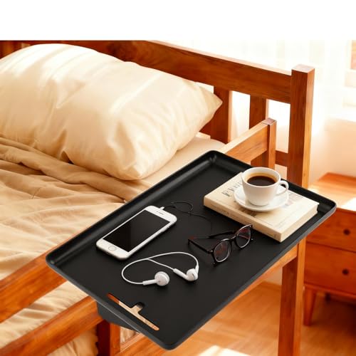 Bedside Shelf,Bunk Bed Table Shelf for Top Bunk,Clip On Nightstand Tray with Cord Management for Table Storage,College Dorm Room Essential,Plastic Bed Side Table Tray Organizer