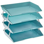 Acrimet 4 Tier Paper Letter Tray Side Load Letter Size, Office Desk File Document Organizer Plastic (Solid Green)