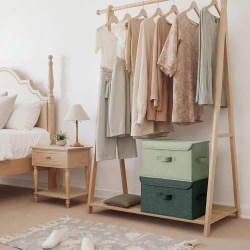 GRANNY SAYS Stoarge Basket with Lid, Decorative Storage Boxes, Closet Storage Bins for Clothes, Collapsible Stackable Organization, Sage Green&Dark Green, 2-Pack - color: Sage Green&Dark Green, size: Large-2 Pack