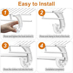 4Pcs Hanging Closet Rod Support, 3/4 Closet Shelf Rod Holder, White J-Shaped Closet Brackets for Hanging Clothes,Cabinets Storage and Curtain