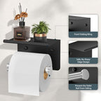 FORIOUS Toilet Paper Holder with Shelf, Adhesive or Screw Wall Mount Toilet Paper Roll Holder for Bathroom, Rustproof 304 Tissue Dispenser with Phone Shelf (1, Matte Black & Brushed Nickel) - color: Matte Black & Brushed Nickel