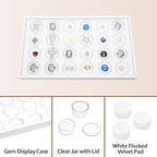 Ikee Design 24 Gem Showcase Stackable Jewelry Display Tray for Collectibles, Rock Storage Box Gemstones Bead Storage Jars, White Foam, White Tray, 14 7/8W x 8 3/8D x 1H in - color: White Foam/White Tray (24 Large Jars)