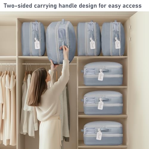 DIMJ Compression Storage Bags 6 Pack - Blanket Storage Bags with Window Zipper, Ultra Space Saving Self Compression Organizer for Puffer Jacket, Bedding, Lightweight Comforter Duvet, Sweater, Sheet - color: Gray, size: 39L x 6 Pack