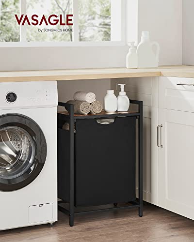 VASAGLE Laundry Hamper, Laundry Basket, Laundry Sorter with A Pull-Out and Removable Bag, Shelf, Metal Frame, 17.2 Gallons (65 L), 19.7 x 13 x 28.4 Inches, Black and Rustic Brown UBLH101B01 - color: Black + Rustic Brown, size: 1 Bags - 65 L