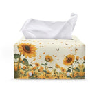 Pu Leather Tissue Box Cover Modern Snowflake Rectangular Tissue Box Tissue Box Cover Holder Rectangular Tissue Box for Bathroom Living Room Sunflower Print - color: Sunflower Print