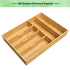 guiogc Bamboo Kitchen Drawer Organizer, 11.6" W x 17" H Silverware Utensil Tray Holder, Wood Cutlery Tray for Silverware, Flatware, Bedroom, Organization of office supplies - size: 11.6"Wx17"D(6-Slots)