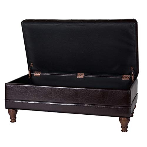 HomePop Deluxe Tufted Storage Bench with Hinged Lid, Espresso - color: Espresso
