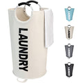Maxsilan 90L Large Laundry Basket, Freestanding Tall Clothes Hamper, Collapsible Laundry Bag, Beige - color: Beige, size: 90L