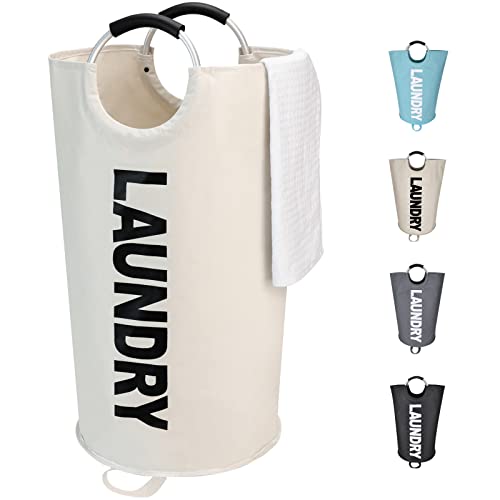 Maxsilan 90L Large Laundry Basket, Freestanding Tall Clothes Hamper, Collapsible Laundry Bag, Beige - color: Beige, size: 90L