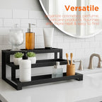 3-Tier Spice Rack Organizer for Kitchen Cabinet or Pantry, 16"-29" Expandable Spice Organization Shelf, Seasoning Organizer, Metal Display Shelf, Slip-Resistant Design for Jars and Bottles, Black - size: Small-Black- Fits 9.25" Deep Cabinet