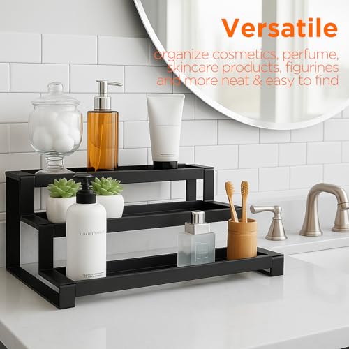3-Tier Spice Rack Organizer for Kitchen Cabinet or Pantry, 16"-29" Expandable Spice Organization Shelf, Seasoning Organizer, Metal Display Shelf, Slip-Resistant Design for Jars and Bottles, Black - size: Small-Black- Fits 9.25" Deep Cabinet