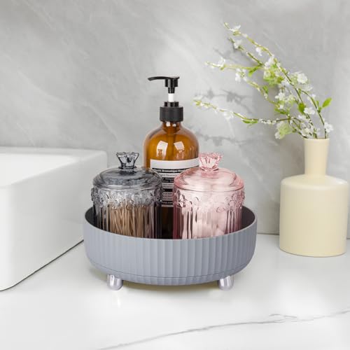 Anyoifax Makeup Perfume Organizer Tray 360 Degree Rotating Lazy Susan Skincare Lotion Organizer Spinning Cosmetics Storage for Dresser, Vanity, Bathroom Countertop, Small Grey - color: Gray, size: 9 "