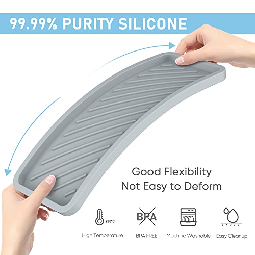 EG-SIPRO Kitchen Sink Organizer Tray,Sponge Holder for Kitchen Sink Bathroom Counter Tray Sponge Caddy Silicone Soap Holder for Soap dispenser, Bottle, Dishwashing Accessories(2-pack) - color: Grgr, size: 12×4.8inch