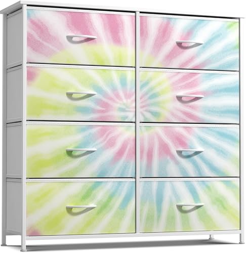 Sorbus Kids Dresser with 8 Drawers - Storage Unit Organizer Chest for Clothes - Bedroom, Kids Room, Nursery, & Closet (Tie-Dye, 31.5 x 12 x 32-8 Drawer) - color: Light Tie-dye, style: 8-Drawer