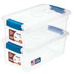 Tribello Clear Plastic Storage Bins with Lids Stackable Storage Bins (6 Quart)
