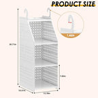 Honkazita 3-Tier Foldable Hanging Closet Organizer, Free-Standing | Closet Hanging Organizer for Wardrobe, Laundry Room, Plastic Hanging Closet Shelves for Clothes, Handbags, Accessories (White)