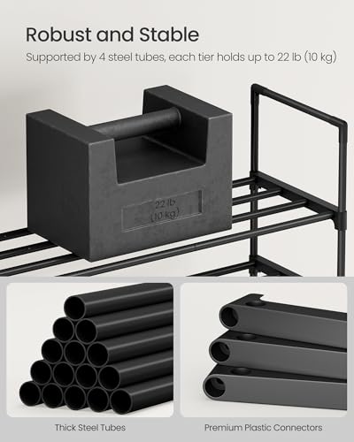 SONGMICS Shoe Rack, 10-Tier Shoe Organizer, Metal Storage Shelf, Upright or Upside Down, for 11-22 Pairs, for Entryway, 11.8 x 17.7 x 68.5 Inches, Black ULSA25BK - color: Black, size: 10 Tiers (17.7"W)