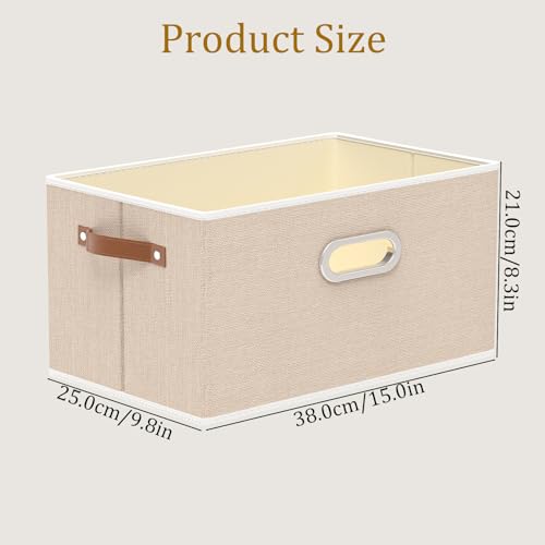 Yawinhe Foldable Storage Baskets for Shelves, Fabric Closet Organizers, Bins with 3 Handles, Cubes for Clothes, Beige, 15''Lx9.8''Wx8.3''H, 6-Pack - color: Beige, size: 15.0x9.8x8.3inch(6-Pack)