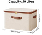 2-Pack Storage Bins with Lids, 56L Fabric Storage Boxes with Handles, Breathable Cotton Linen Clothes organizing Box for Wardrobe, Closet (XX large 49 * 37 * 31cm) - size: 2-XX large