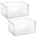 mDesign 2 Pack Modern Plastic Open Front Dip Storage Organizer Bin Basket for Bathroom - Chrome Steel - 6 Box Capacity - 12x12x8 inches - size: ‎16 x 12 x 8 (Pack of 2)