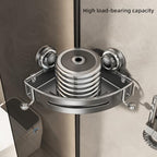VOLPONE Corner Shower Caddy Suction Cup Shower Shelf Corner No Drilling Bathroom Shower Organizer Storage Rack Adhesive (2-Pack, Gray)