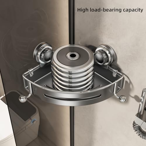 VOLPONE Corner Shower Caddy Suction Cup Shower Shelf Corner No Drilling Bathroom Shower Organizer Storage Rack Adhesive (2-Pack, Gray)
