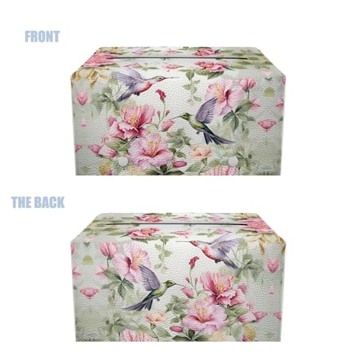 Hummingbird Rectangle Tissue Box Cover Modern PU Leather Rectangular Tissue Box Waterproof Tissue Cover Decorative Holder Organizer for Bathroom Vanity Countertop - color: Hummingbird