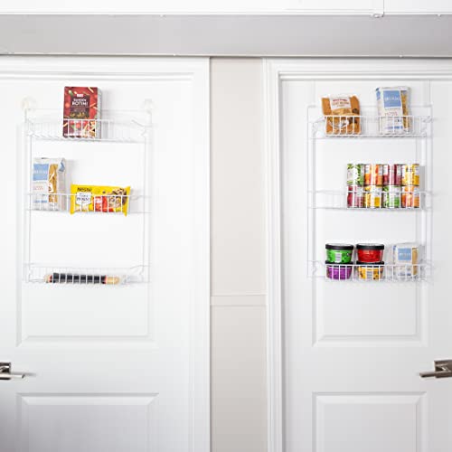 Lavish Home Powder Coated Steel Closet Organizer, 6-Tier Shelves, Over the Door Pantry Organizer, with Adhesive Hooks, White - style: 6-TIER WITH HOOKS