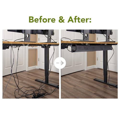 PERFECT POSTURE Mesh Cable Organizer – Under Desk Cable Management with Adjustable Straps, Flexible Mesh, Easy-Access Design, & Standing Desk Compatible – 37.4” (White) - color: White, size: 38"
