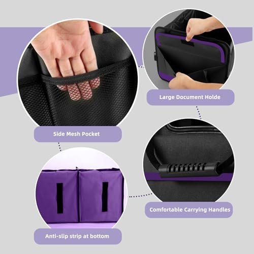 Trunk Organizer for Car, Sturdy Storage Organization with Non-Slip Bottom Strips, 95L Large Capacity Cargo Organizer for Suv, Truck, Sedan, Waterproof Portable Car Organizers for Women Men(Purple) - color: Purple