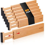 Fabsome Drawer Divider 6 Pack, Bamboo Dresser Organizers for Clothes Socks Underwear Baby Clothing, Wooden Separators for Nursery Organization Adjustable from 12.5'' to 17'' with Soft Foam Ends - size: For 13-17in deep drawers inner size