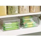 iDesign Plastic Stackable Hinged-Lid Pantry or Kitchen Storage Box - Set of 3 - Clear - style: Pack of 3