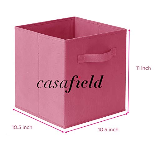 Casafield Set of 6 Collapsible Fabric Cube Storage Bins, Hot Pink - 11" Foldable Cloth Baskets for Shelves, Cubby Organizers & More - color: Hot Pink, size: 10.5" x 10.5" x 11"