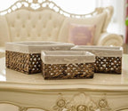 Rectangular Woven Seagrass Storage Bins with Handle,Kingwillow. (water hyacinth, Medium) - size: Medium