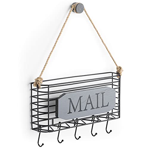 SRIWATANA Mail Holder Wall Mount, Mail Organizer Key Holder for Wall, Small Size, Weathered Grey - color: Weathered Grey, size: Small