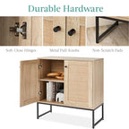 Best Choice Products 2-Door Rattan Storage Cabinet, Accent Furniture, Multifunctional Cupboard for Living Room, Hallway, Kitchen, Sideboard, Buffet Table w/Non-Scratch Foot Pads - Natural - color: Rattan, Natural