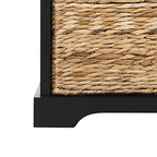 SAFAVIEH Home Collection – Freddy Black Storage Bench with Wicker Baskets & Cushion, Entryway Seating Bench, Fully Assembled (AMH5736B) - color: Black