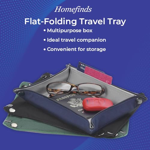 Valet Tray for Men and Women, EDC Catchall Organizer for Jewelry Phone Coins Wallet Keys, Catch All Tray for Bedside Entryway Desk, Dump Station Box, Folds Flat - color: Forest Green