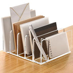 SANRUI Acrylic Mail Organizer, 5 Compartments File Holder for Desk, Letter Sorter with Pen Holder, Clear Countertop Document Sorter for Notebooks, Bills & Eyeshadow Palettes - style: 5 Sections with Pen Holder