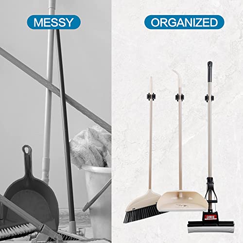 JAMEND CLXP 9PCS Broom and Mop Holder, Heavy Duty Garden Tool Organizer Rack Rake and Shovel Handle, Stainless Steel Mop Hanger. Screws for Wall Mounted. Silver. - color: Silver, size: 9