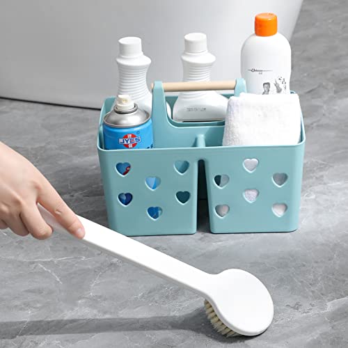 Portable Shower Caddy Plastic Shower Basket Organizer Divided Bathroom Caddy Storage Cleanning Caddy Tote with Handle for College, Dorm Room, Kitchen, Blue - color: Blue