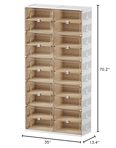 40 Pairs Shoes Storage Cabinet of 3-Step Fast Installation,Plastic Shoe Rack with Clear Magnetic Door for Display，Foldable Shoe Organizer for Entryway, Living Room, Garage (2 Row, 10 Tier) - size: 10Tier