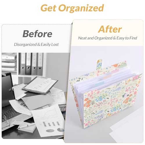 SKYDUE Expanding File Folder with 5 Pockets, Accordion File Organizer, Portable Receipt Paper Documents Organizer, Letter Size Filing Folder School Office Supplies, Apricot - color: Apricot