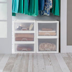 Sterilite 24-Pack 16 Quart Stacking Drawer, Clear Storage Closet Organizer, White Frame - Stackable Modular Plastic Drawers for Clothes, Accessories, Craft Supplies, Shoes or Linens - size: 16 Quart, style: 24 Pack