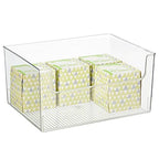 mDesign 2 Pack Modern Plastic Open Front Dip Storage Organizer Bin Basket for Bathroom - Chrome Steel - 6 Box Capacity - 12x12x8 inches - size: ‎16 x 12 x 8 (Pack of 2)