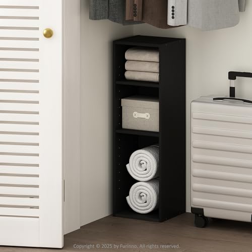 Furinno Reed 3-Tier Closet Organizers and Storage, Closet Organizer, Open Shelf Closet Storage, for Wardrobe, Bedroom, Living Room, 10-Inch Width, Blackwood - color: Blackwood, size: 3-Tier; 9.8" W